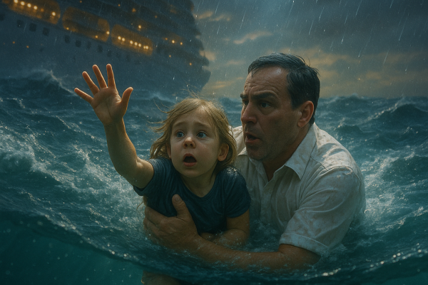 Ayah melompat untuk menyelamatkan putrinya yang jatuh ke laut dari kapal pesiar Disney