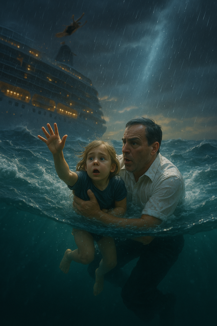 Ayah melompat untuk menyelamatkan putrinya yang jatuh ke laut dari kapal pesiar Disney